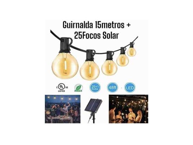 &uu GUIRNALDAS EXTERIOR LED 15M + PANEL HCP098